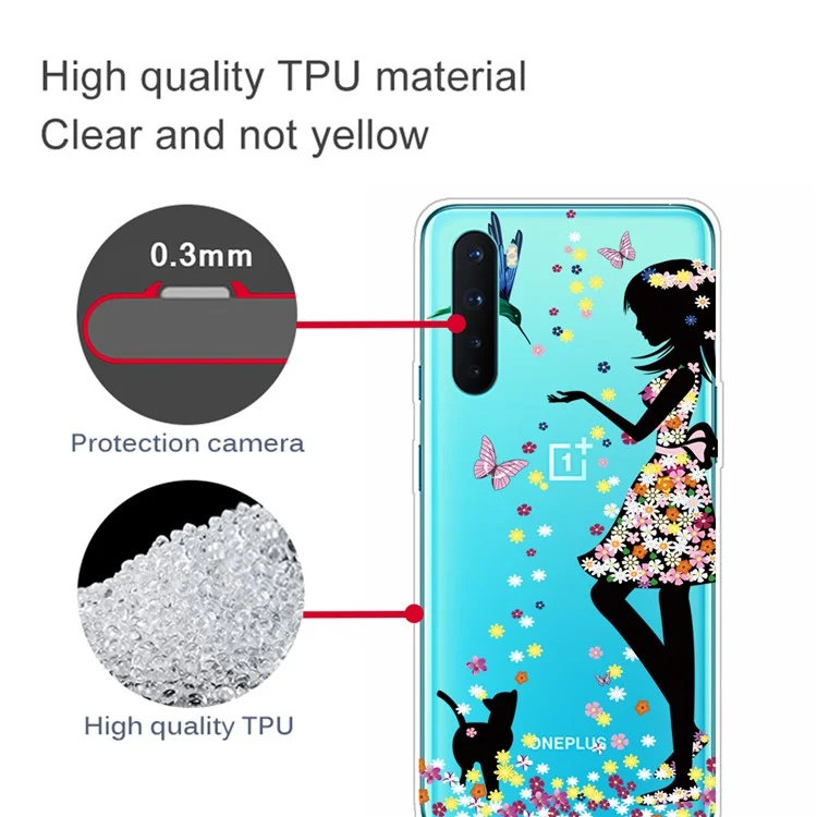 Étui de protection arrière en TPU avec impression de motif pour OnePlus Nord - Belle fille