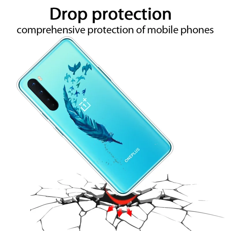 Pattern Printing TPU Protective Back Case for OnePlus Nord - Feather