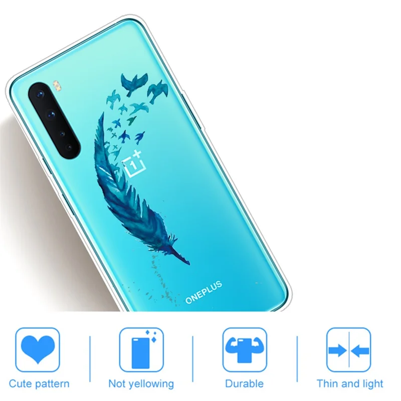 Pattern Printing TPU Protective Back Case for OnePlus Nord - Feather