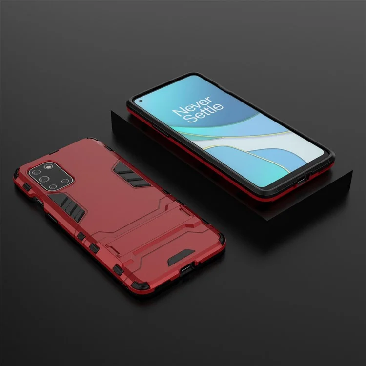 2 in 1 PC + TPU Mobile Phone Cover with Kickstand for OnePlus 8T - Red