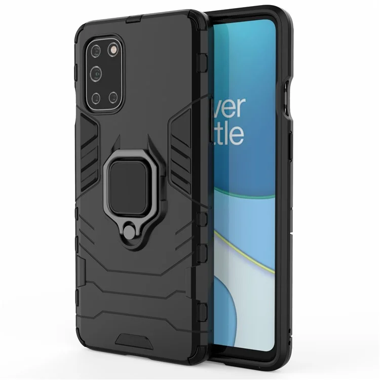 Finger Ring Holder Kickstand PC + TPU Cell Phone Case for OnePlus 8T - Black