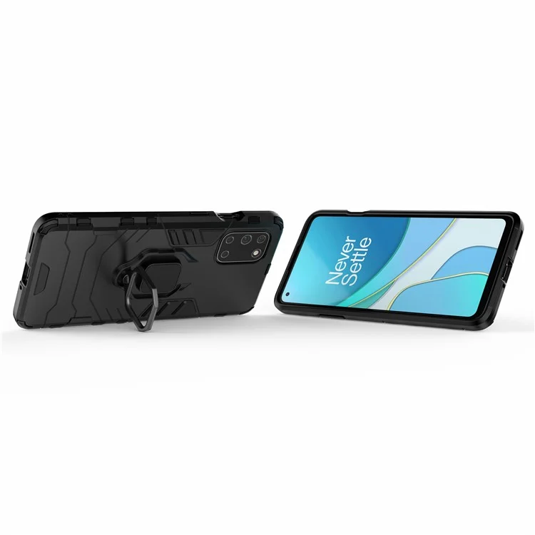 Finger Ring Holder Kickstand PC + TPU Cell Phone Case for OnePlus 8T - Black