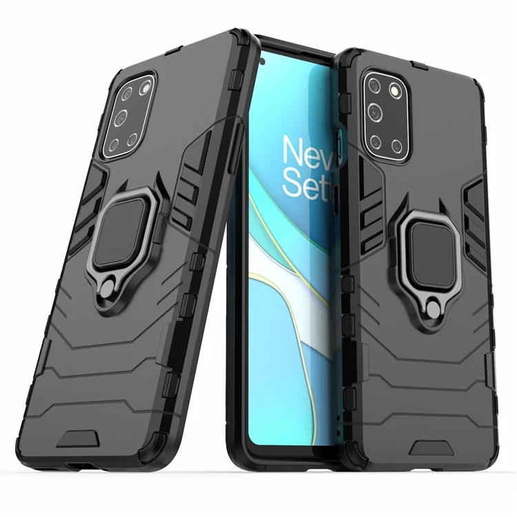 Finger Ring Holder Kickstand PC + TPU Cell Phone Case for OnePlus 8T - Black