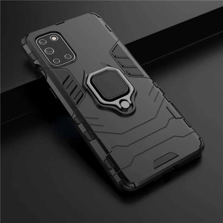 Finger Ring Holder Kickstand PC + TPU Cell Phone Case for OnePlus 8T - Black