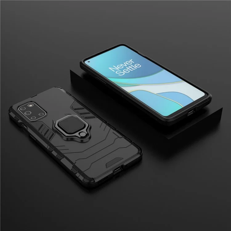 Finger Ring Holder Kickstand PC + TPU Cell Phone Case for OnePlus 8T - Black