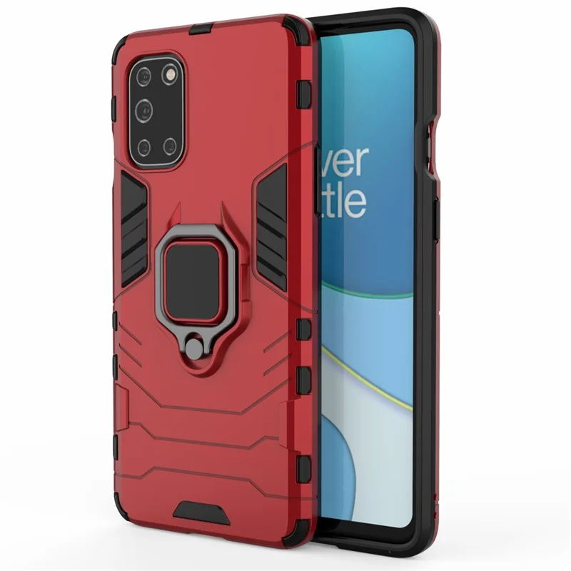 Finger Ring Holder Kickstand PC + TPU Cell Phone Case for OnePlus 8T - Red