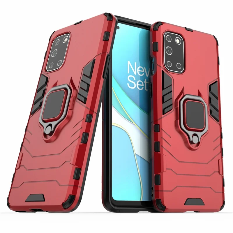 Finger Ring Holder Kickstand PC + TPU Cell Phone Case for OnePlus 8T - Red