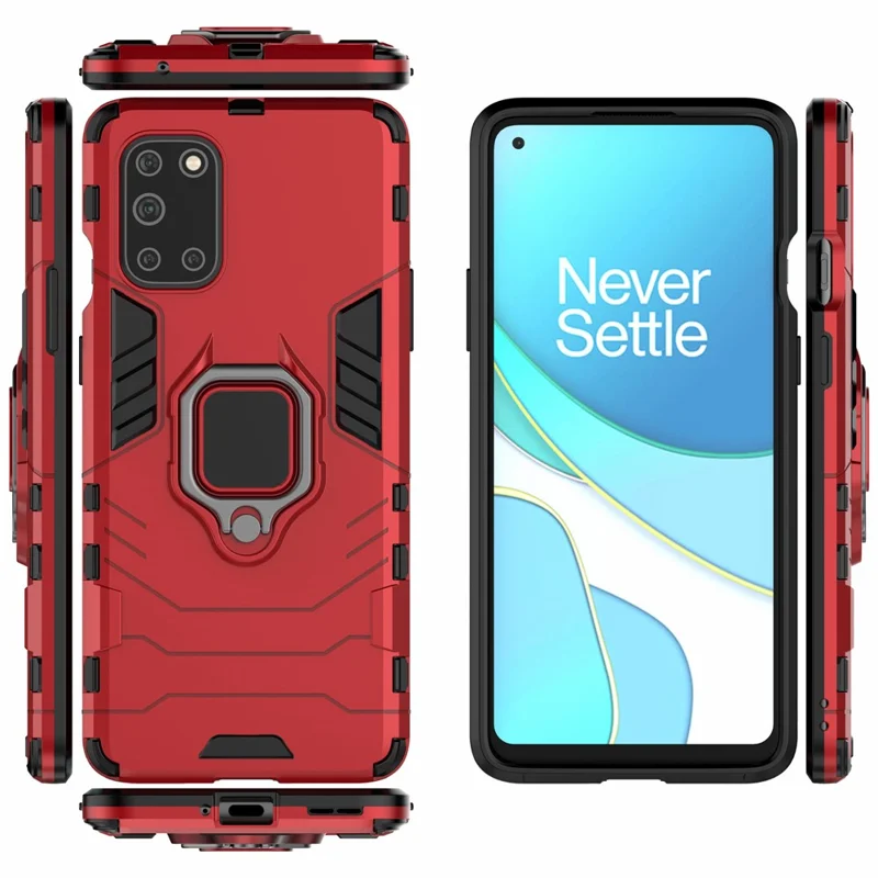 Finger Ring Holder Kickstand PC + TPU Cell Phone Case for OnePlus 8T - Red