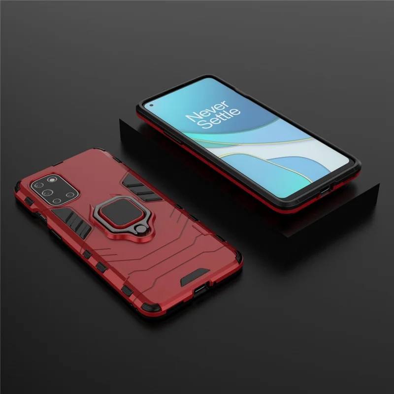 Finger Ring Holder Kickstand PC + TPU Cell Phone Case for OnePlus 8T - Red