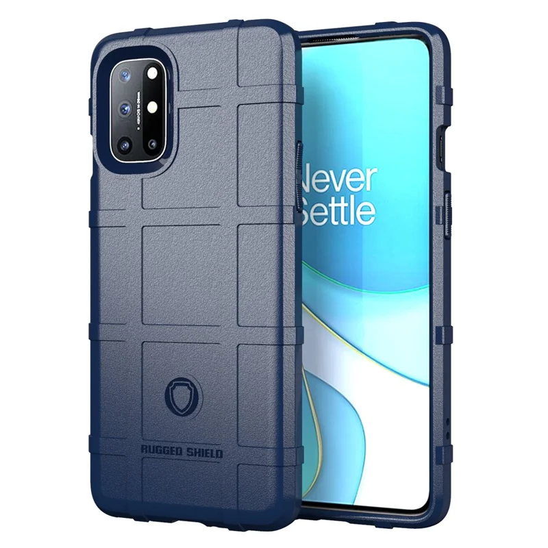 Shield Series Square Grid Texture Thicken TPU Shell Phone Cover for OnePlus 8T - Blue