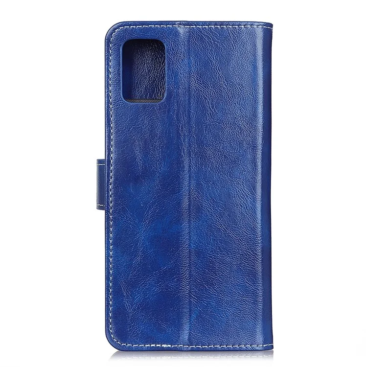 Leather Cover for OnePlus 8T Cover Crazy Horse Texture Wallet Stand Shell - Blue