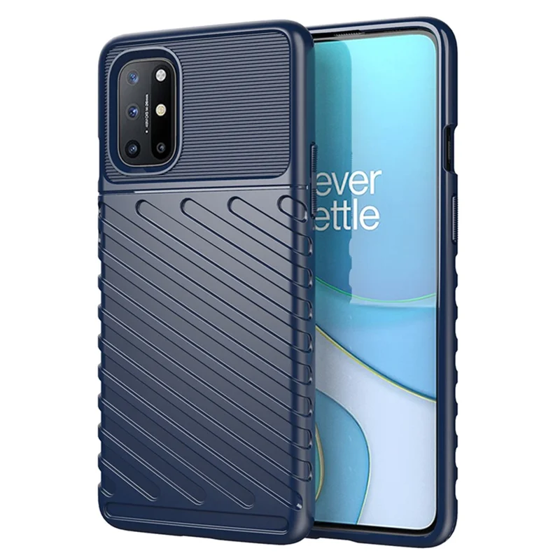 Thunder Series Twill Texture Soft TPU Protector Case for OnePlus 8T - Dark Blue