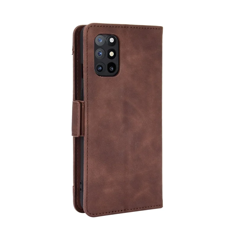 Слоты Вывода Карты + Карманная Кожаная Кожаная Оболочка Телефона Для OnePlus 8t - Коричневый