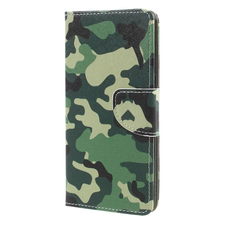 Patterned PU Leather Wallet Stand Protective Phone Cover for OnePlus 5 - Camouflage Cloth