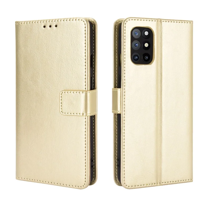 Crazy Horse Texture Magnetic Leather Wallet Phone Case for OnePlus 8T - Gold