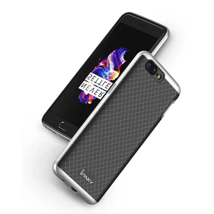 IPAKY PC Bumper + TPU Mobile Phone Case for OnePlus 5 - Silver