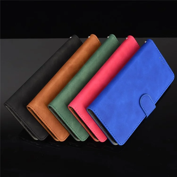 For OnePlus 8T Skin-touch PU Leather Wallet Case with Stand - Black