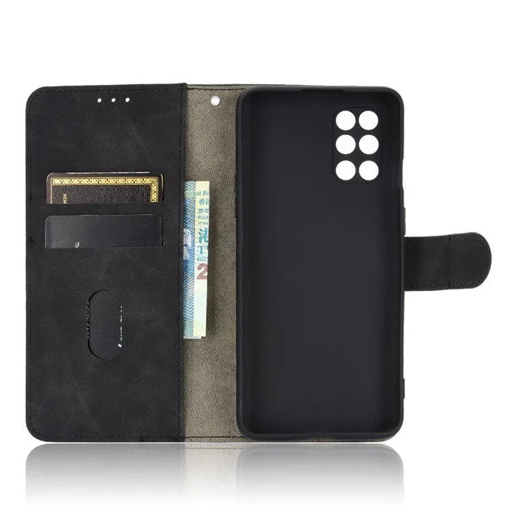 For OnePlus 8T Skin-touch PU Leather Wallet Case with Stand - Black