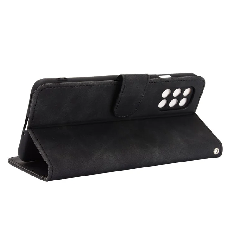 For OnePlus 8T Skin-touch PU Leather Wallet Case with Stand - Black