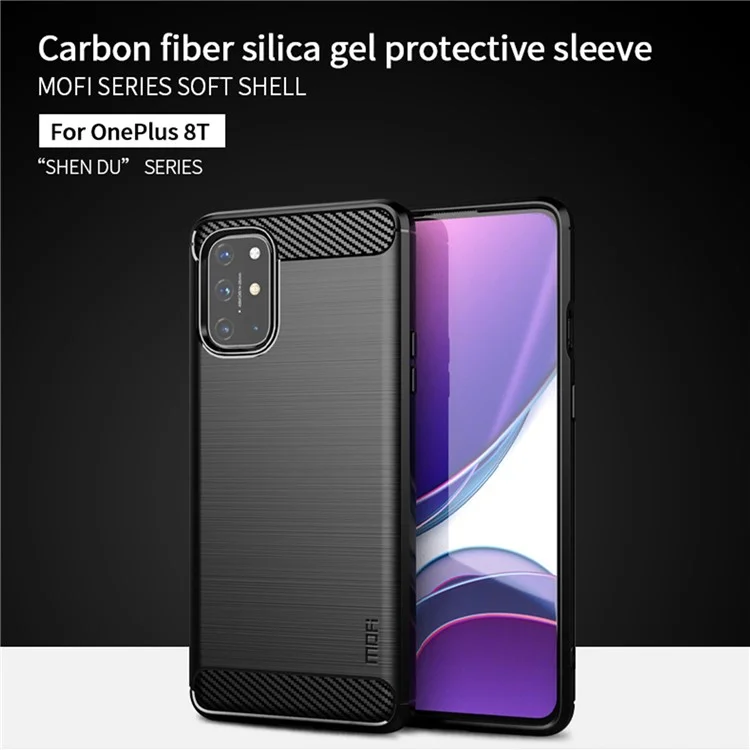 MOFI Soft TPU Carbon Fiber Back Case for OnePlus 8T - Black