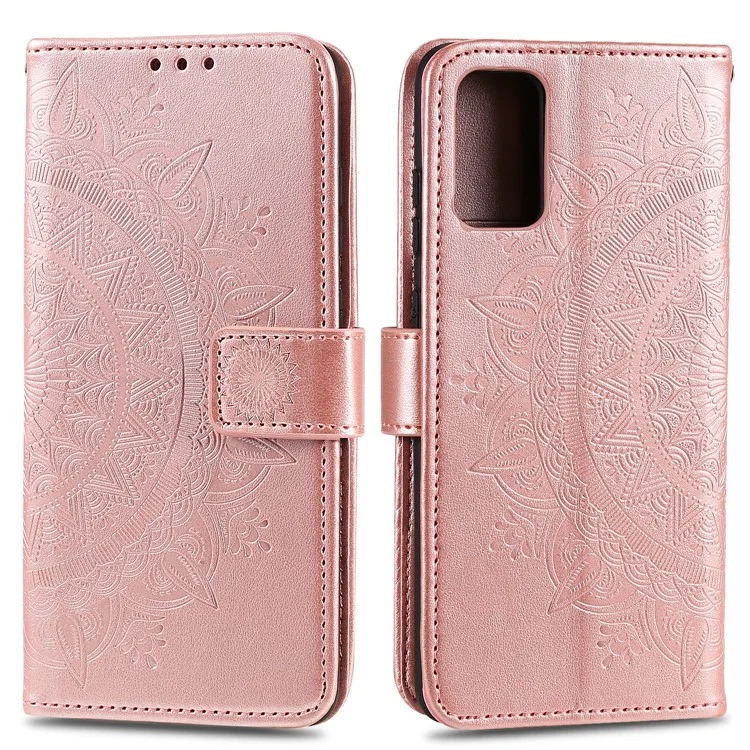 Imprint Flower Leather Wallet Case for OnePlus 8T/8T Pro Phone Cover - Rose Gold