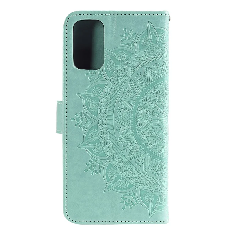 Imprint Flower Leather Wallet Case for OnePlus 8T/8T Pro Phone Cover - Cyan