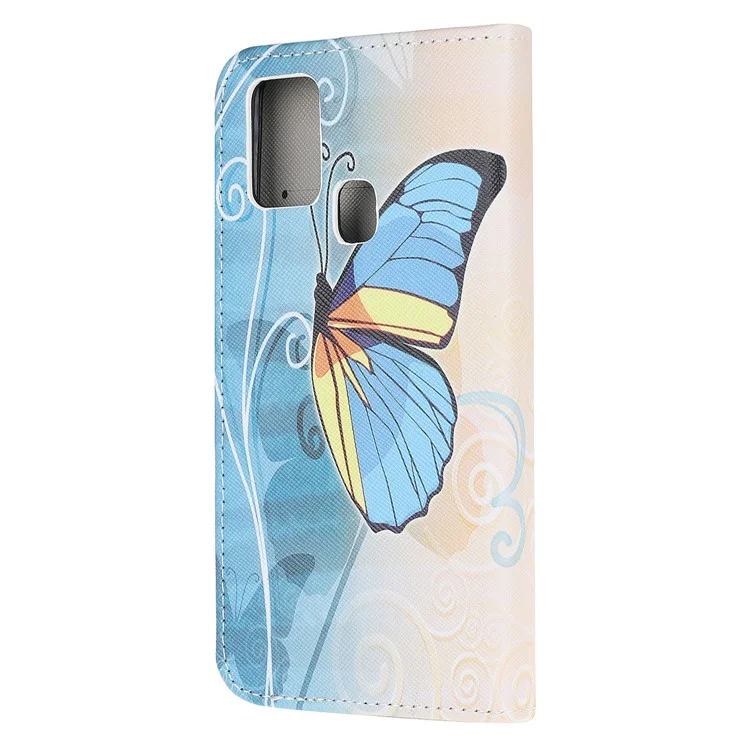 Protecteur De Texture Croisé À Motifs Pour Boîtier De Portefeuille En Cuir N100 Oneplus Nord N100 - Papillon Bleu