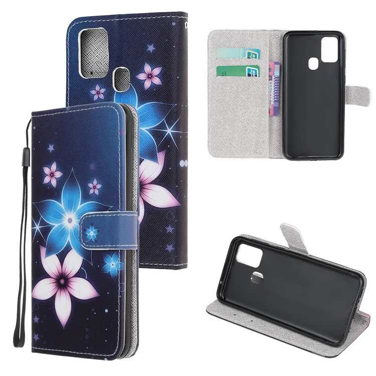 Patrón de Textura Cruzada Impresión de la Billetera de Cuero Cubierta Con Correa Para Oneplus Nord N10 5G - Hermosa Flor