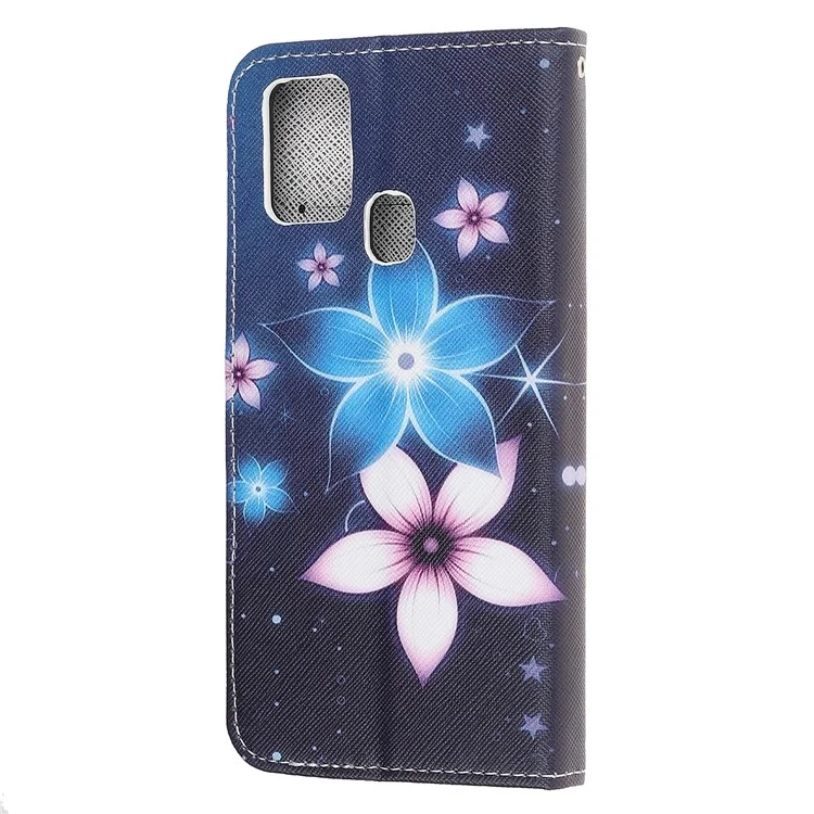 Patrón de Textura Cruzada Impresión de la Billetera de Cuero Cubierta Con Correa Para Oneplus Nord N10 5G - Hermosa Flor