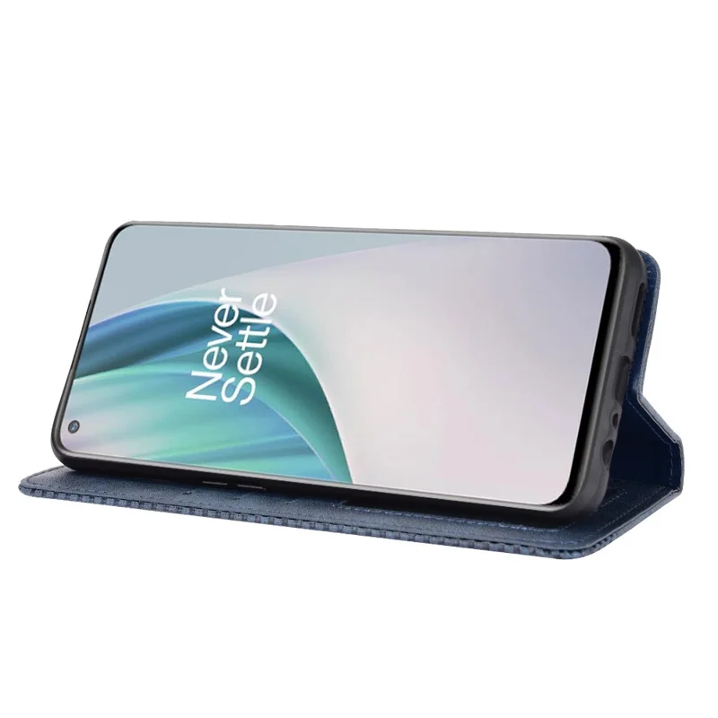 Retro Style Auto-Absorbed Wallet Stand Leather Phone Case for OnePlus Nord N10 5G - Blue