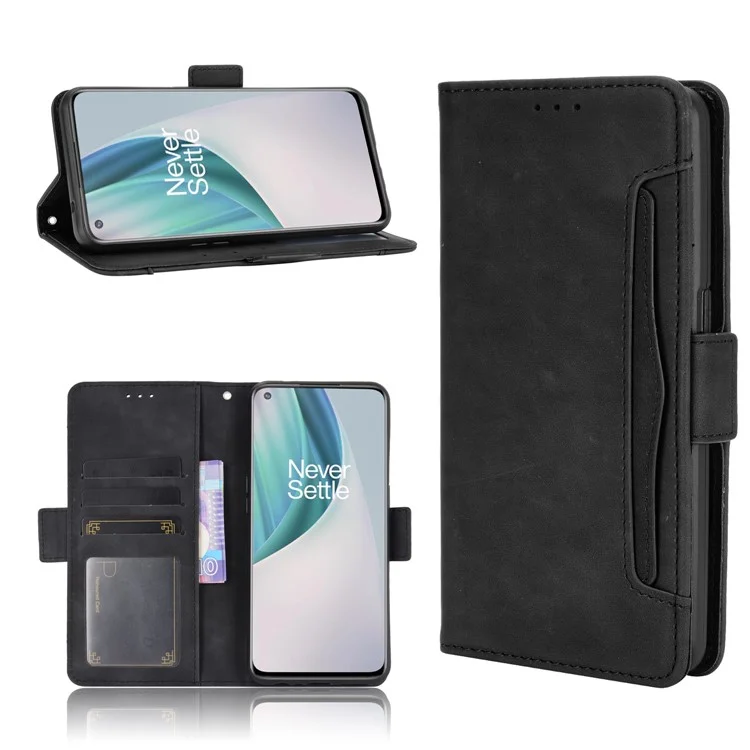 Funda de Teléfono Móvil con Múltiples Ranuras para Tarjetas y Cartera de Cuero para OnePlus Nord N10 5G - Negro