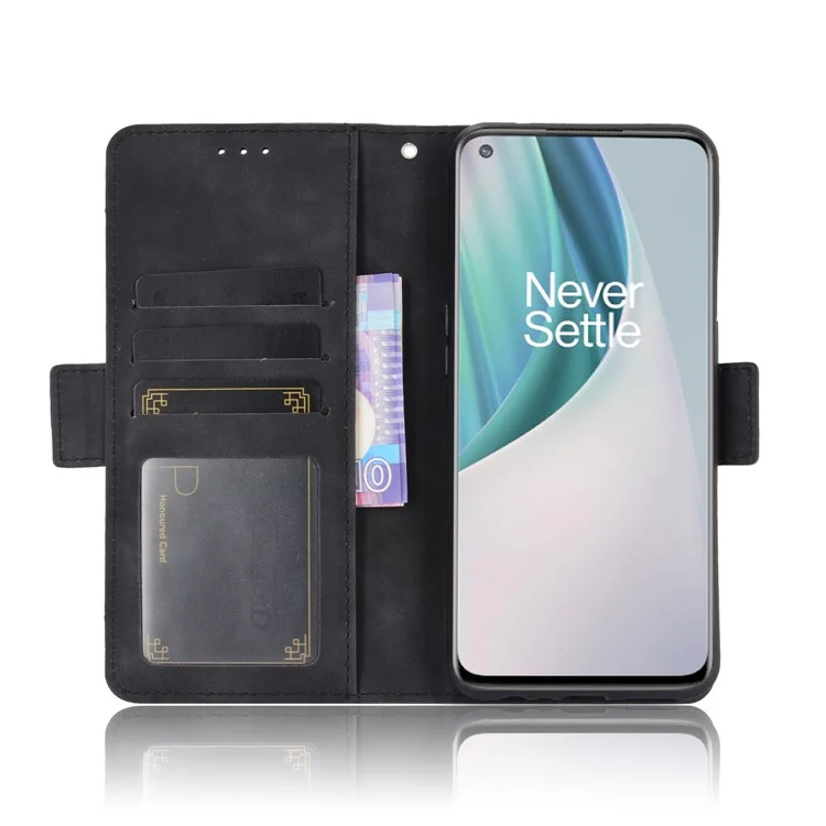 Funda de Teléfono Móvil con Múltiples Ranuras para Tarjetas y Cartera de Cuero para OnePlus Nord N10 5G - Negro