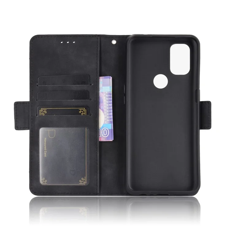 Funda de Teléfono Móvil con Múltiples Ranuras para Tarjetas y Cartera de Cuero para OnePlus Nord N10 5G - Negro