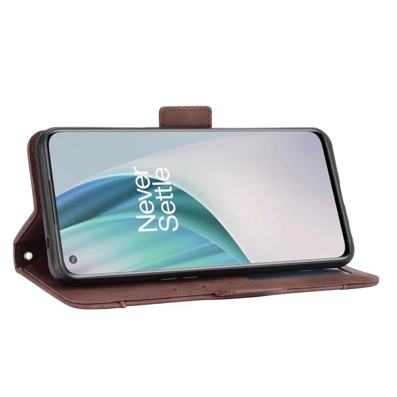 Multiple Card Slots Leather Wallet Mobile Phone Case for OnePlus Nord N10 5G - Brown