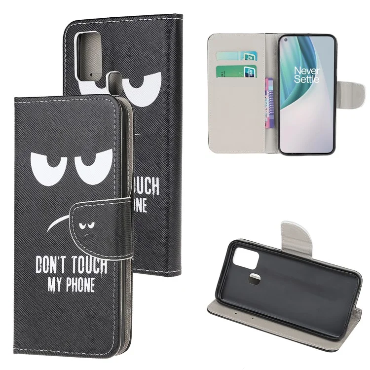 Funda protectora de cartera con estampado de textura cruzada para OnePlus Nord N10 5G - No toques mi teléfono