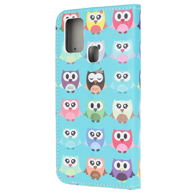Cross Texture Pattern Printing Leather Wallet Stand Cover Case for OnePlus Nord N10 5G - Owls