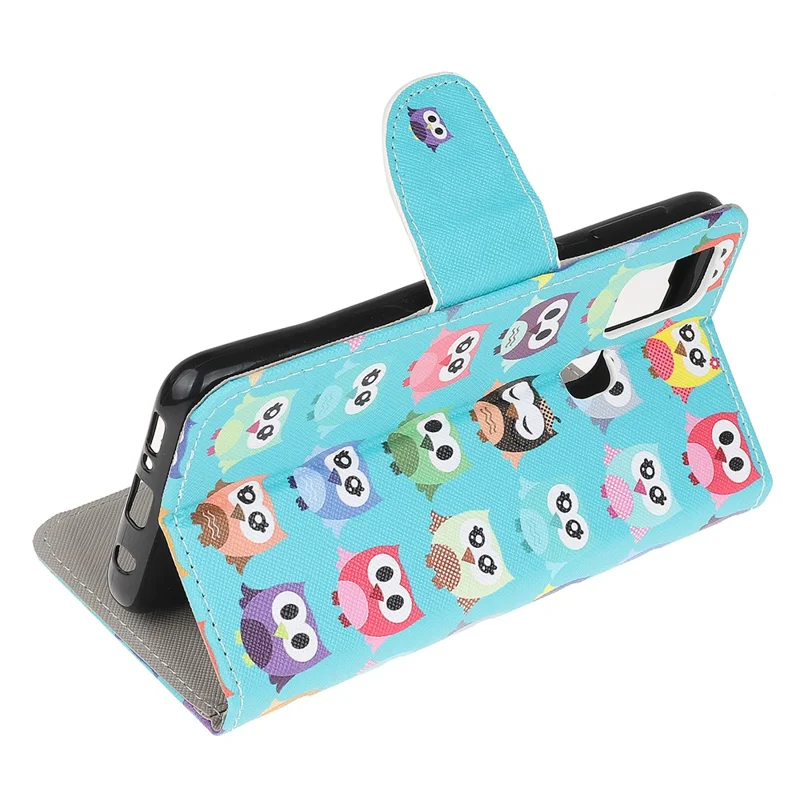 Cross Texture Pattern Printing Leather Wallet Stand Cover Case for OnePlus Nord N10 5G - Owls