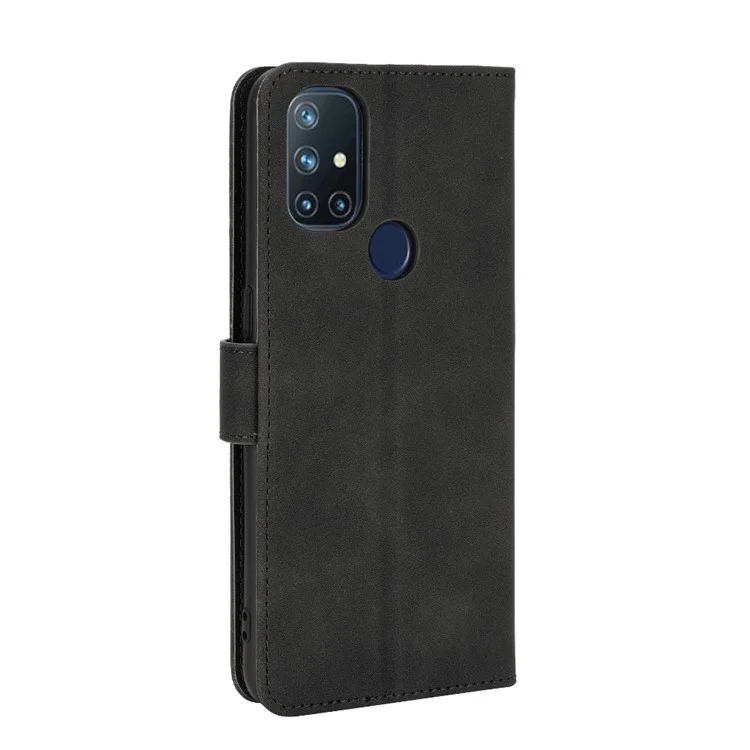 Skin-touch PU Leather Wallet Cell Phone Shell for OnePlus Nord N10 5G - Black