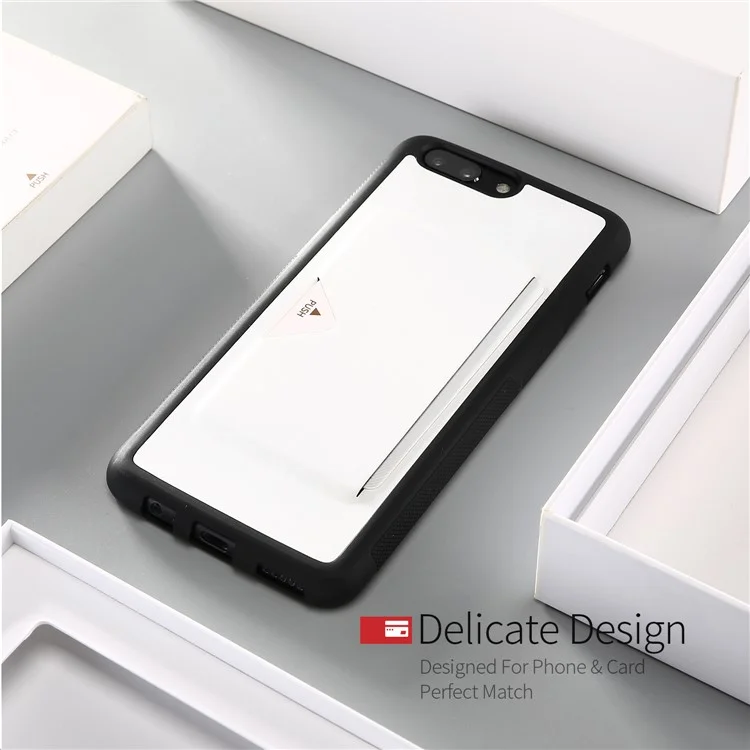 DUX DUCIS Pocard Series Card Slot PU Leather Skin TPU Back Case for OnePlus 5 - White