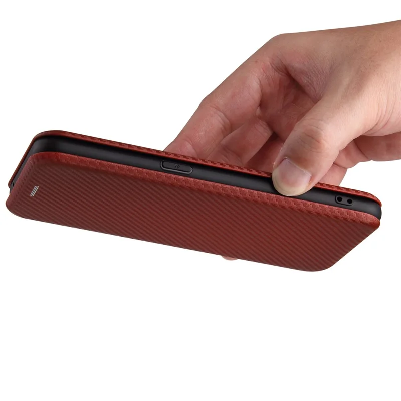 Auto-absorbed Anti-scratch Carbon Fiber Texture Covering for OnePlus Nord N10 5G Stand Leather Case - Brown