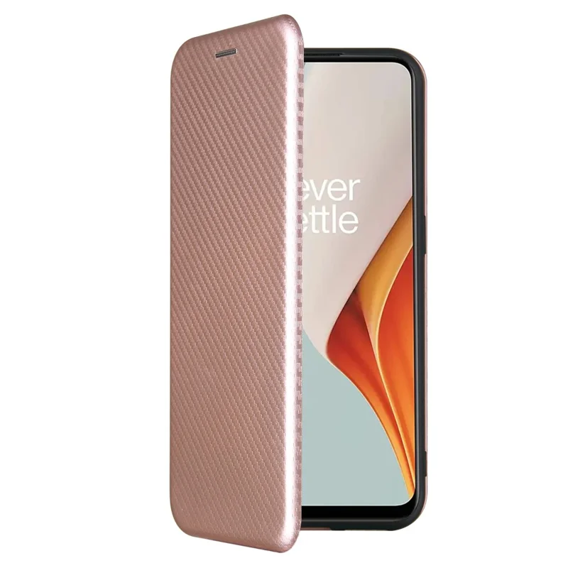 Auto-absorbed Anti-scratch Carbon Fiber Texture Covering for OnePlus Nord N100 Leather Phone Case - Pink