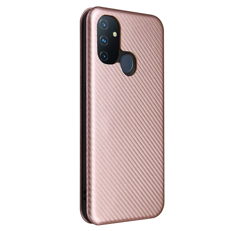 Auto-absorbed Anti-scratch Carbon Fiber Texture Covering for OnePlus Nord N100 Leather Phone Case - Pink