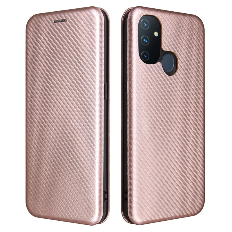 Auto-absorbed Anti-scratch Carbon Fiber Texture Covering for OnePlus Nord N100 Leather Phone Case - Pink