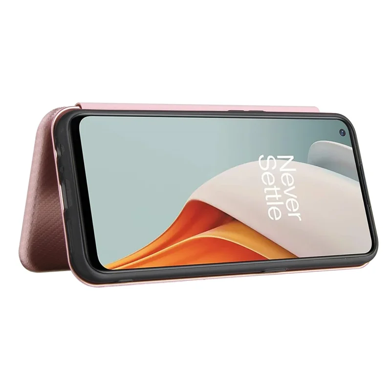 Auto-absorbed Anti-scratch Carbon Fiber Texture Covering for OnePlus Nord N100 Leather Phone Case - Pink