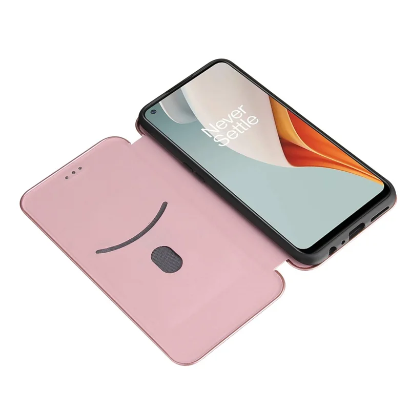 Auto-absorbed Anti-scratch Carbon Fiber Texture Covering for OnePlus Nord N100 Leather Phone Case - Pink