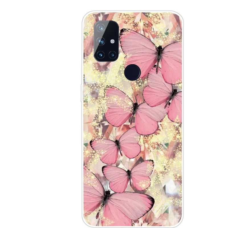 Pattern Printing TPU Phone Cover Case for OnePlus Nord N100 - Pink Butterfly
