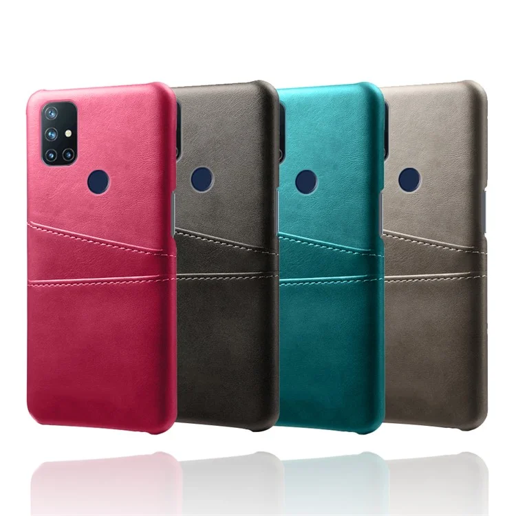 Caso Recubierto de Cuero KSQ PC + PU Con Ranuras de Doble Tarjeta Para OnePlus Nord N10 5G - Negro