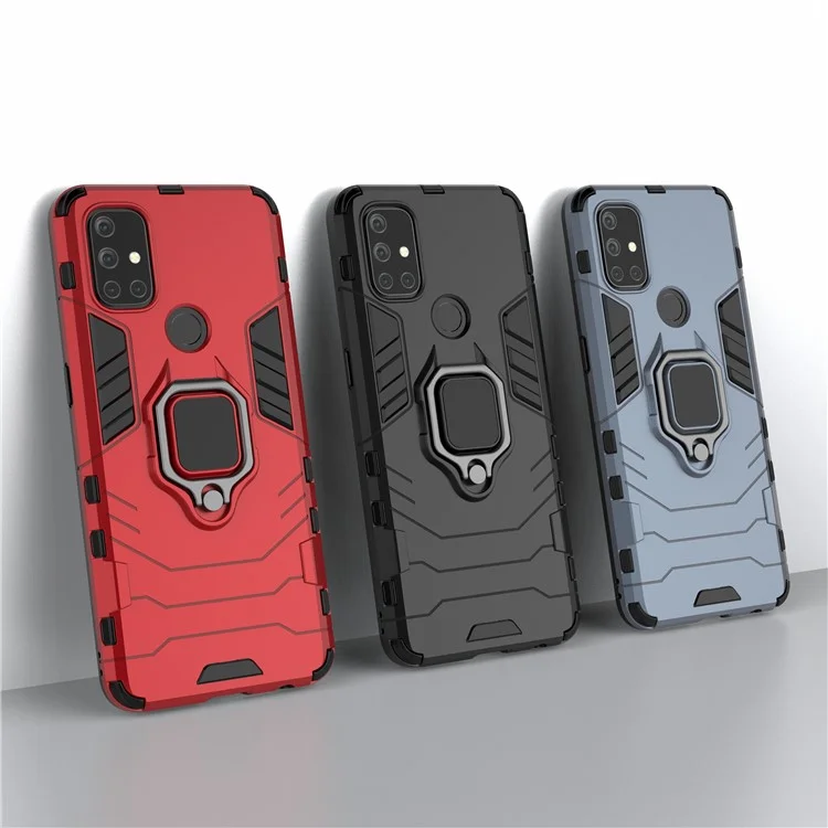 Cool Guard 2 en 1 Soporte de Anillo Soporte para OnePlus Nord N10 5G Caja Híbrida de PC TPU - Negro