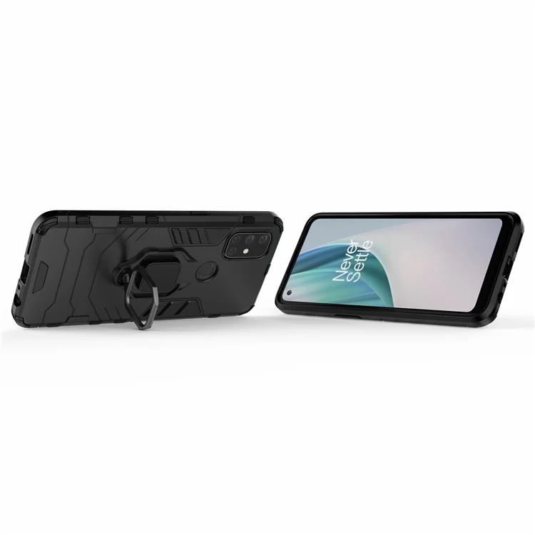 Cool Guard 2 en 1 Soporte de Anillo Soporte para OnePlus Nord N10 5G Caja Híbrida de PC TPU - Negro
