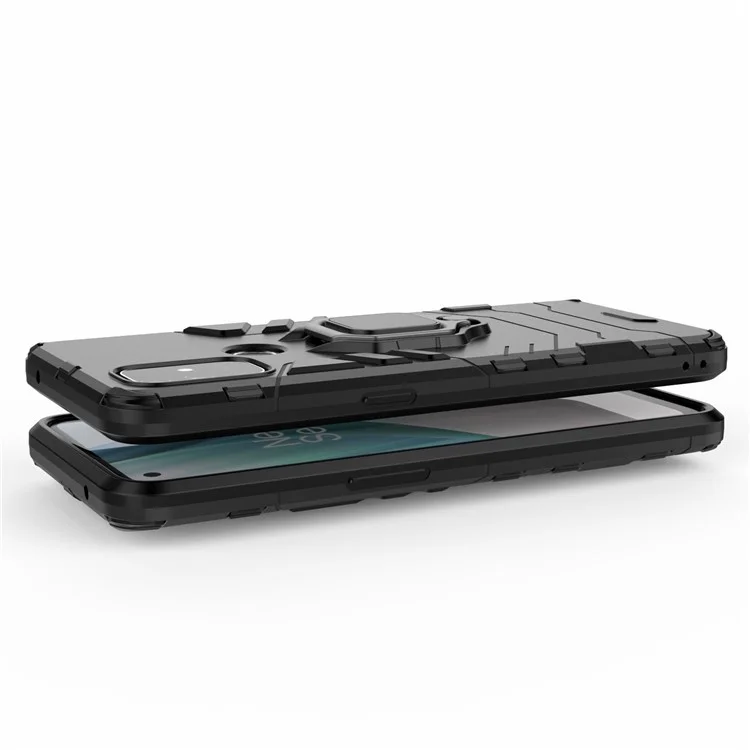 Cool Guard 2-in-1-ringhalter Kickstand Für OnePlus Nord N10 5G PC TPU Hybrid-hülle - Schwarz